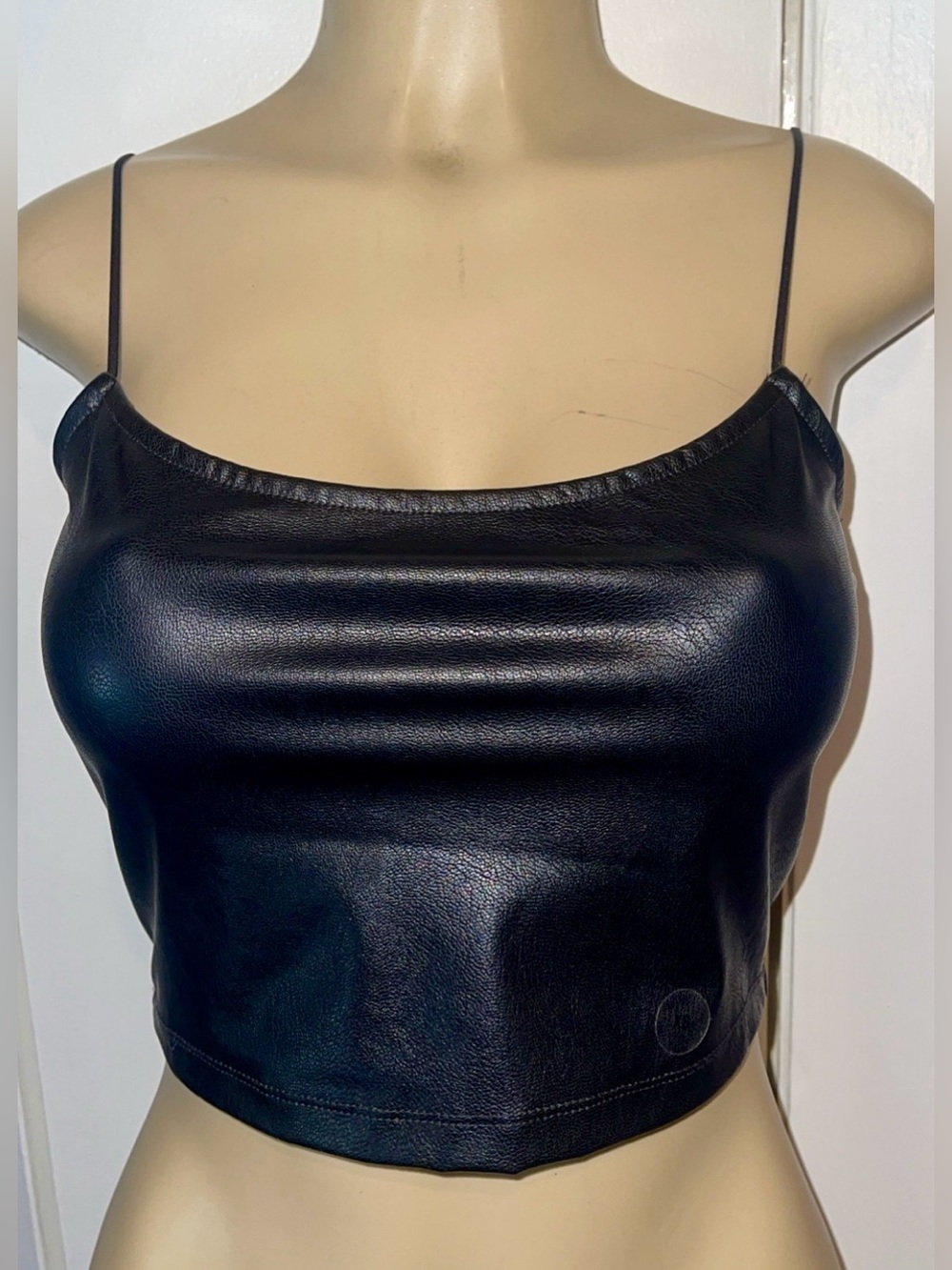Aéropostale Seriously Soft Black Faux Leather Cropped Camisole Tank Top XS